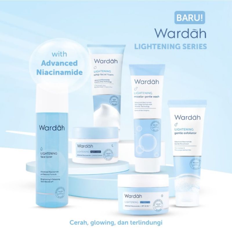 WARDAH Lightening Series Lengkap Day Night Cream Fash Wash Scrub Serum Toner Mask