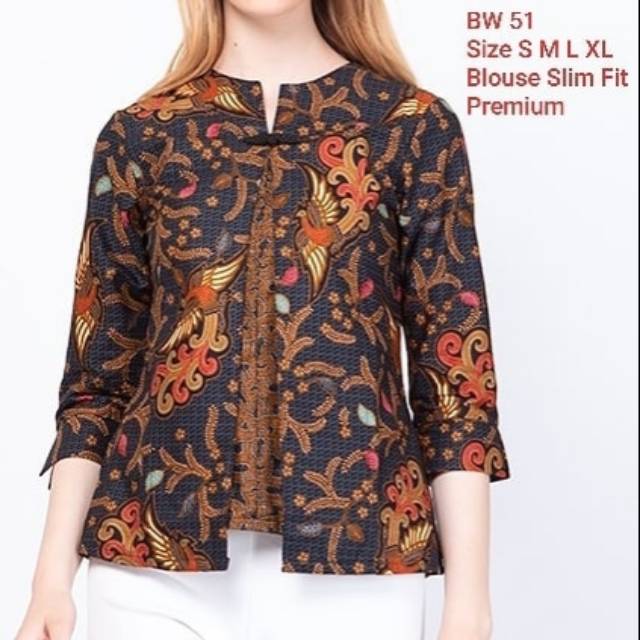 BAJU BATIK WANITA BLOUSE KERJA SLIM FIT PREMIUM BW 51