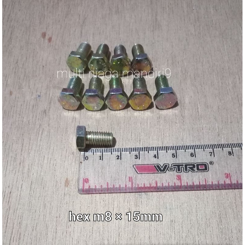 baut 14 hex m8×5mm besi baja kuning