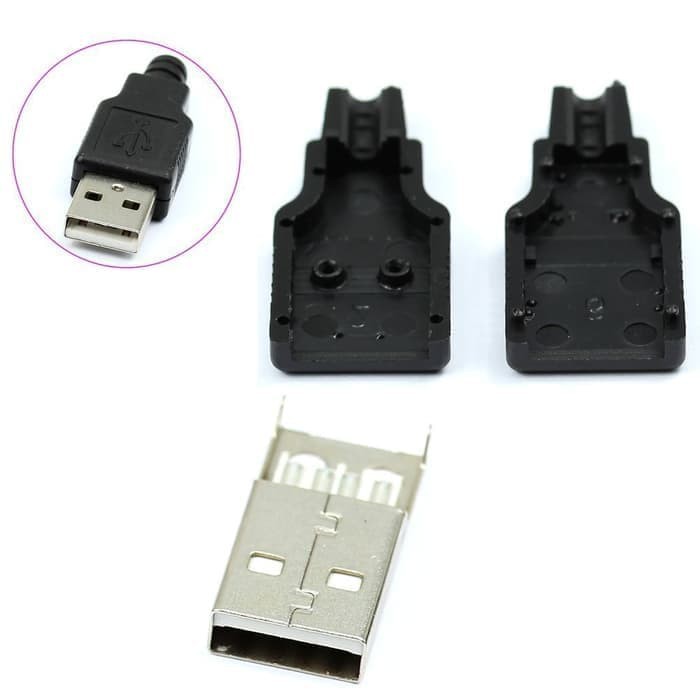 Socket Soket USB 2.0 Connector Male Kosong Type A Jack Jantan 4P