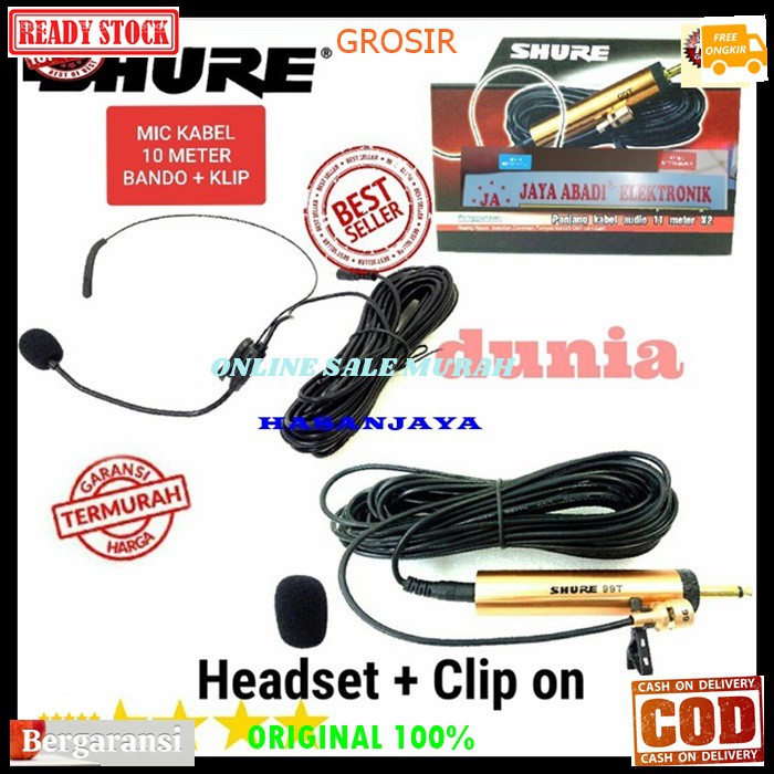 G61 Shure mic kabel headset jepit clip on kancing kerah baju condesor bando klip mik cable profesional pro vocal vokal karaoke mikrophone microphone audio sound system panggung dj studio sensitif aux YOUTUBER  BISA DIGUNAKAN SEGALA JENIS AUDIO  BISA JG BU