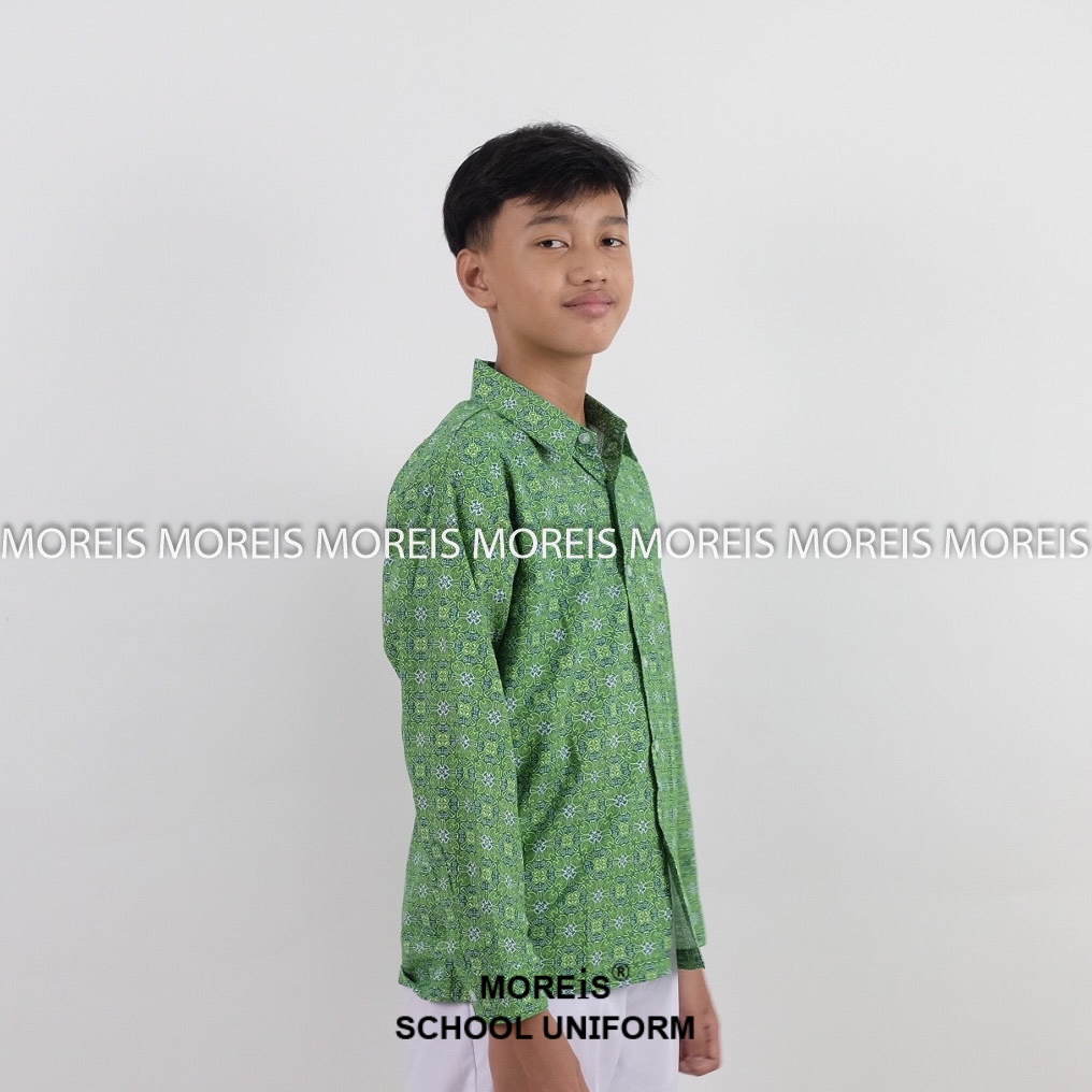 Seragam Baju Batik Panjang SD/MI/TK/PAUD JM Hijau 010