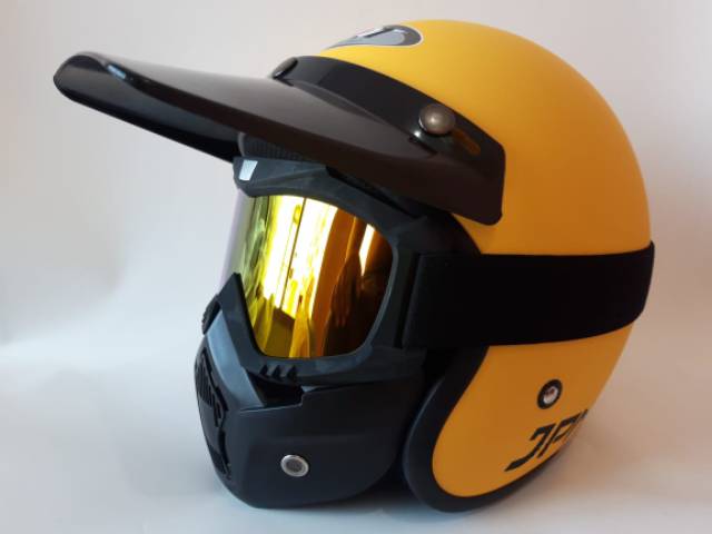 Helm jpn kuning dof dengan goggle mask