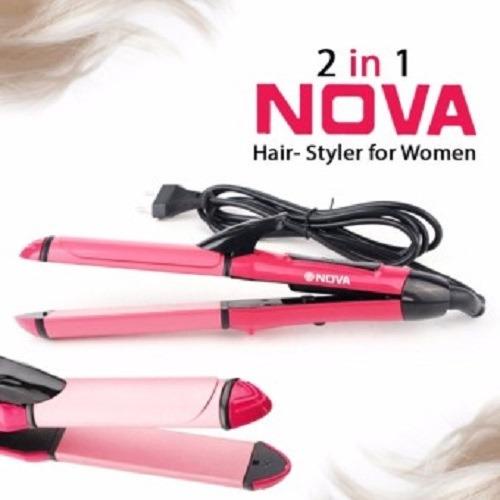 Catok Catokkan Rambut 2 in 1 Nova NHC-2009 Meluruskan dan Keriting Rambut Hair Straightener