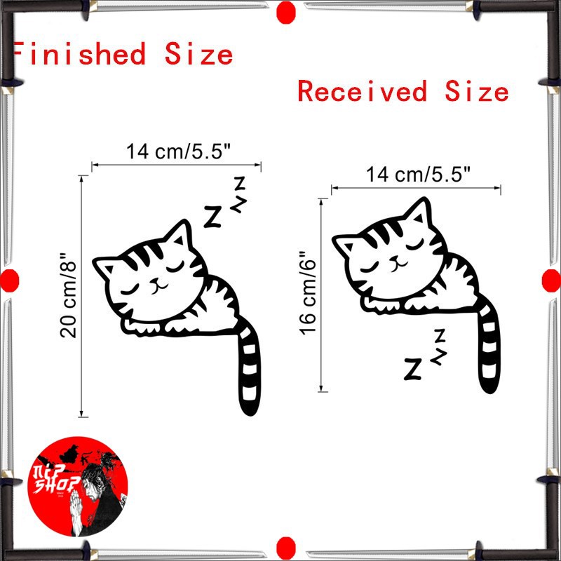 Sticker Wallpaper Dinding Sleeping Cat - Black