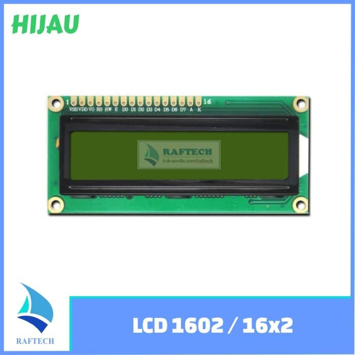 LCD 1602 / 16x2 warna hijau arduino raspberry 16*2 green 16 x 2