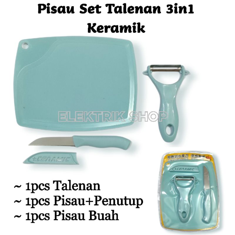 Pisau Set Dapur Talenan 3in1 Keramik Murah