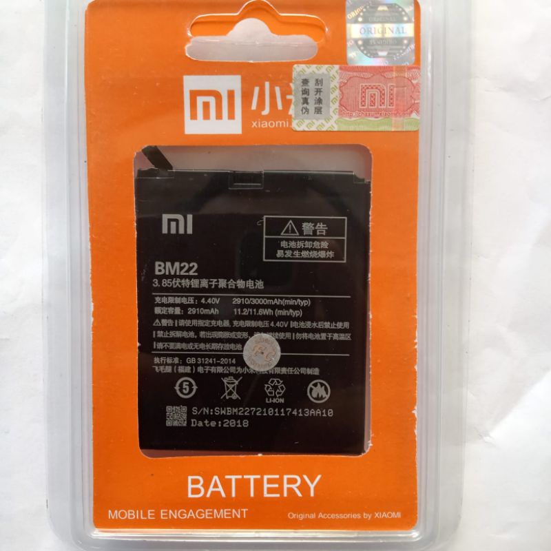 Baterai Hp MI5 MI5 Prime BM 22 Original - Battery Batrai Batre BM22 Xiao Mi Xiaumi Ori