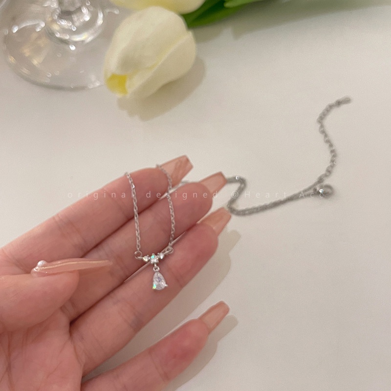 Kalung Liontin Water Drop Bahan Zircon Untuk Wanita