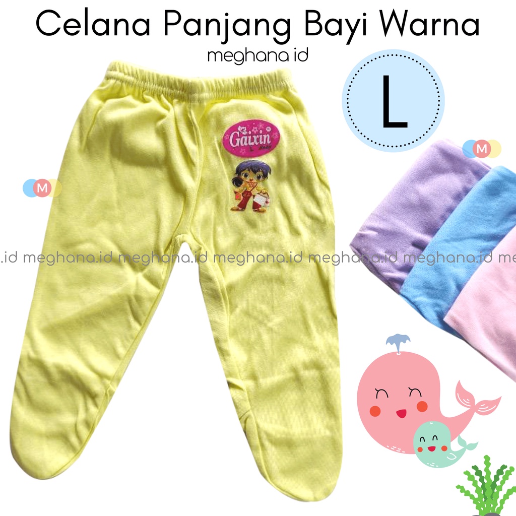 Celana Panjang  3-12 bulan Baby Polos Lembut katun halus Warna Gaixin Size L TUTUP