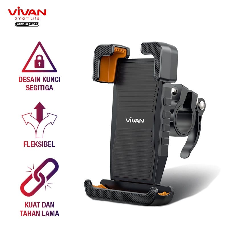 A - VIVAN Phone Holder Sepeda Motor VMH01 Bicycle Bike Motorcycle Black