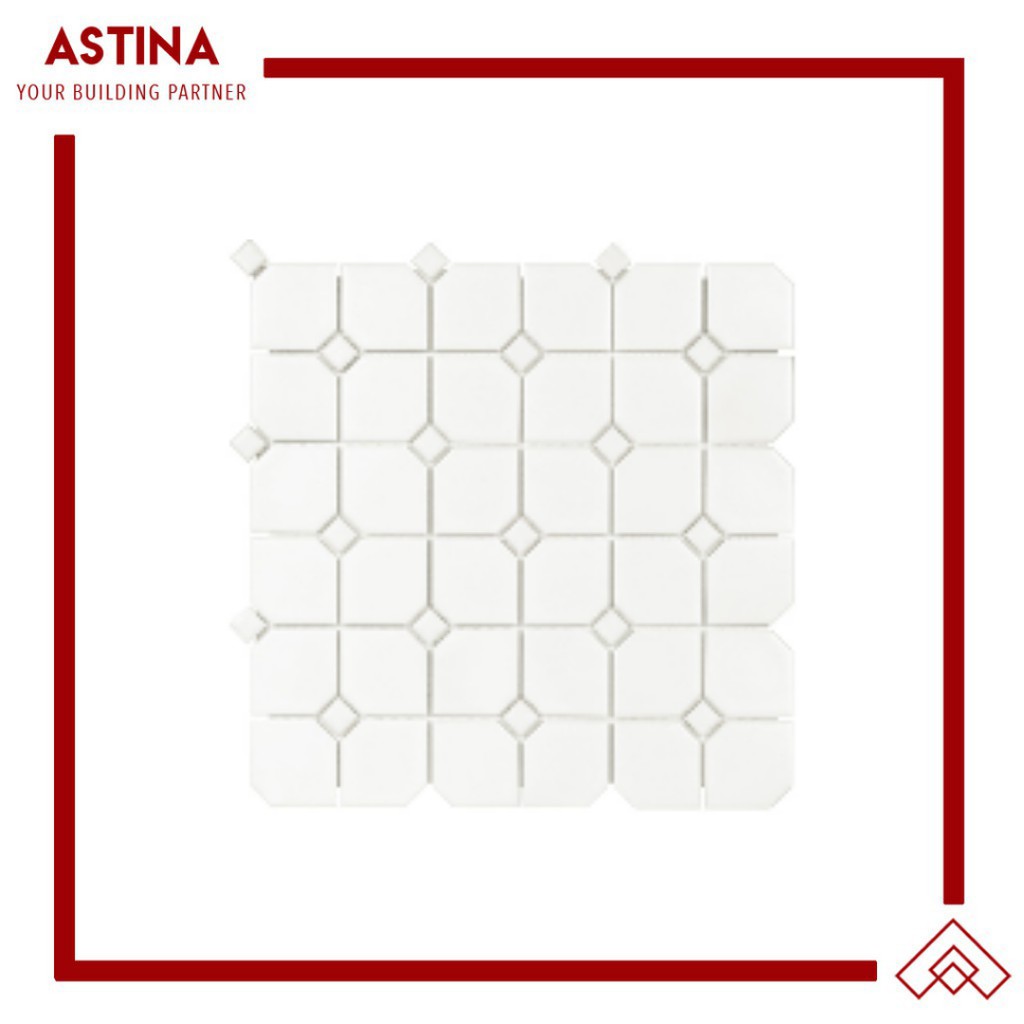 Mosaic Tiles Dekorasi Keramik Quartro Matte White+White 25,5x21,9 (74.4x70 mm)
