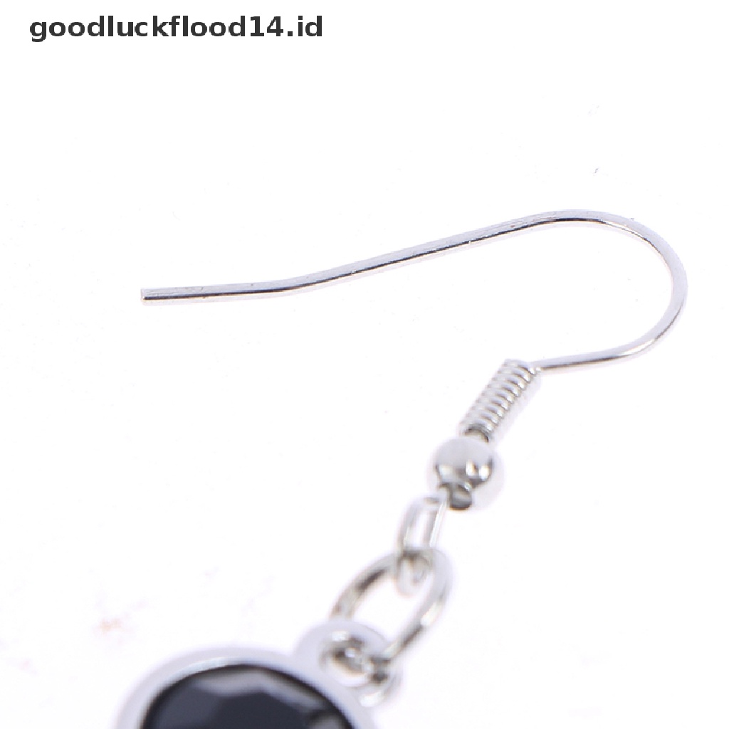 [OOID] Black Birthstone Earrings and Pentagram Witch Moon Earrings Gothic Celestial ID