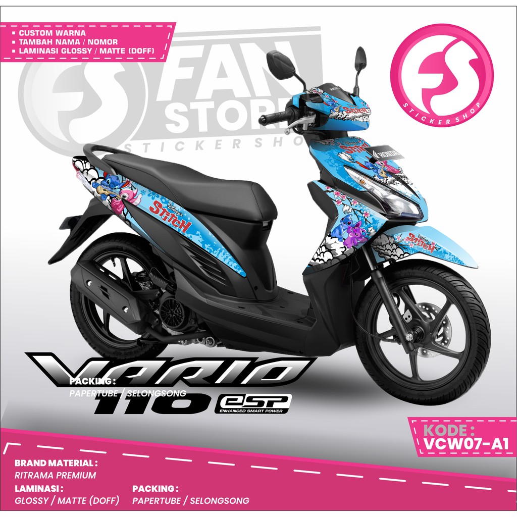 Sticker Vario 110 Fi BIRU - Stiker Decal Motor Vario 110 Fi - KODE : VCW07