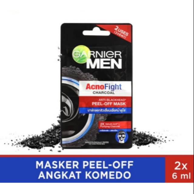 (2x 6ml) Garnier MEN Peel off mask AcnoFight Charcoal original / masker komedo