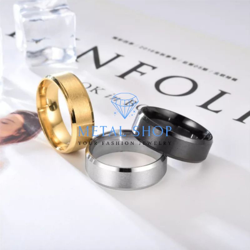 Cincin Titanium Pria Wanita Warna Doff Anti Karat