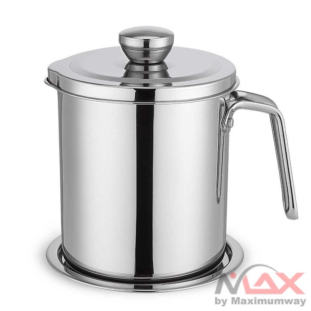 COOKKIT Panci Saringan Minyak Oil Strainer Stainless Steel penampung minyak penyaring minyak goreng Stainless Steel Grease Container with Strainer ,1.8L/2.0L Condiment Container Large Capacity Filter for Kitchen Cooking