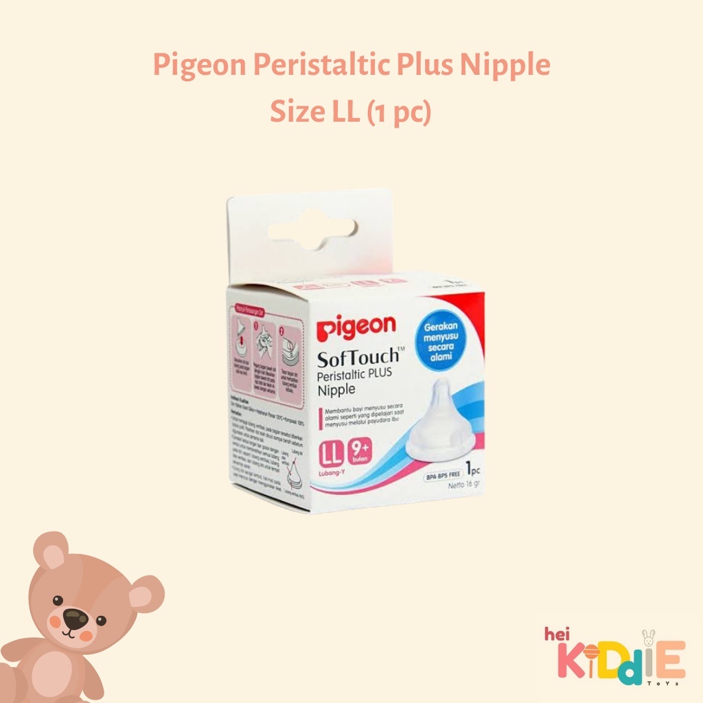 Pigeon Peristaltic Plus Wide Neck Nipple/Dot SS S M L LL LLL(Isi 1/2/3 pc)