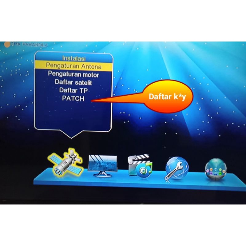 Nex parabola G2 biru chipset GUOXIN telah diupgrade ANTI 88 mnc group komplit