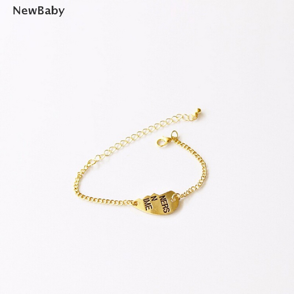 Newbaby 2pcs Gelang Rantai Dengan Charm Hati Terbelah Tulisan Best Friends Forever Untuk Wanita