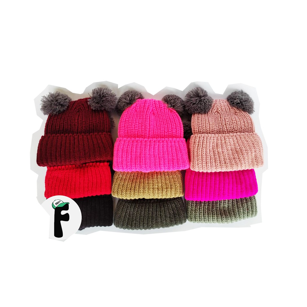 Beanie Hat Kupluk Pompom Anak Pria Dan Wanita Usia 1 sampai 4 Tahun