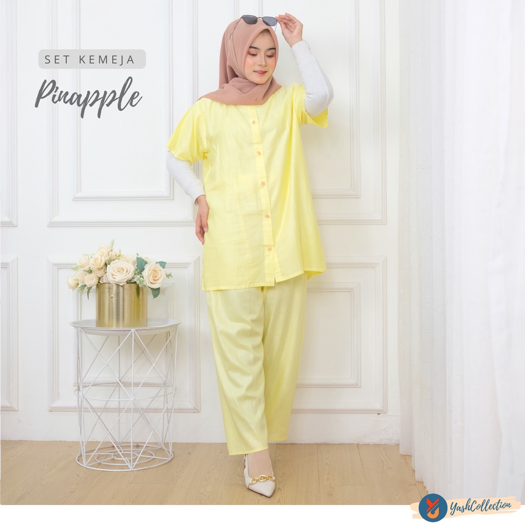 Baju Tidur Wanita Piyama Set Kemeja Cp Lengan Pendek Celana Panjang