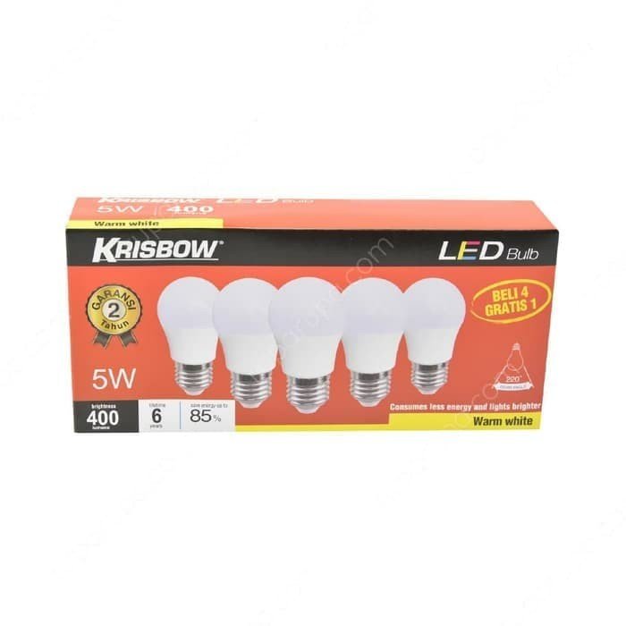 krisbow Bohlam lampu LED 5 watt isi 5pcs - Kuning