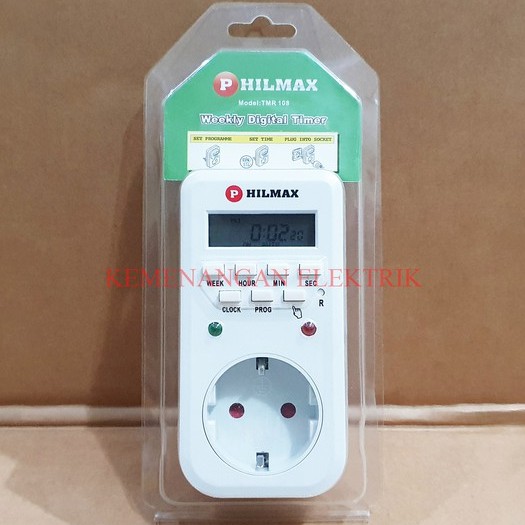 PHILMAX TMR108 STOP KONTAK TIMER DIGITAL LISTRIK / STOPKONTAK ALAT PENGATUR WAKTU / COLOKAN TIMER