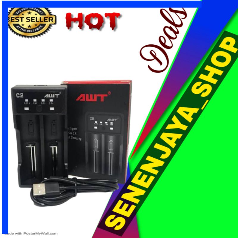 CHARGER VAPOOR AWT 2 SLOT LENGKAP DENGAN LAMPU