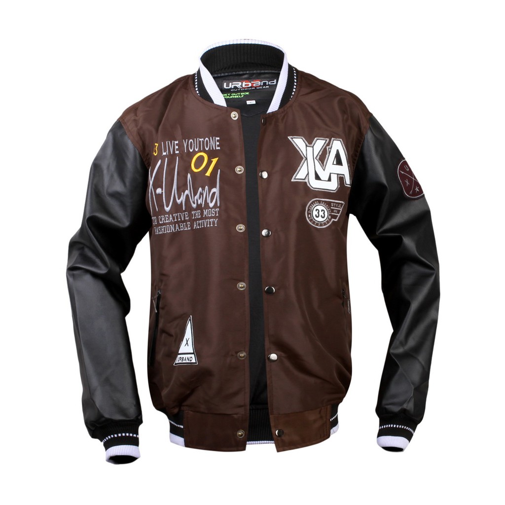 X Urband Absolute Jaket baseball Elegant Pria Wanita Waterproof Varsity-Coklat
