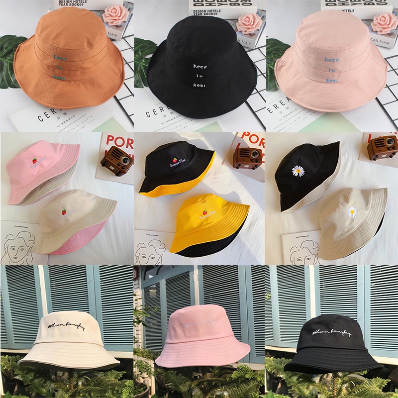 Topi Bucket Pria / Wanita Bahan Breathable Untuk Musim Panas