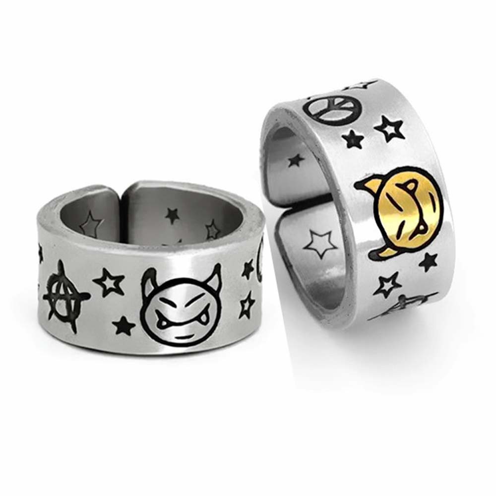 MXBEAUTY Hip Hop Open Ring Vintage Fashion Jewelry Finger Ring Women Punk Star Men Korean Personality Little Devil