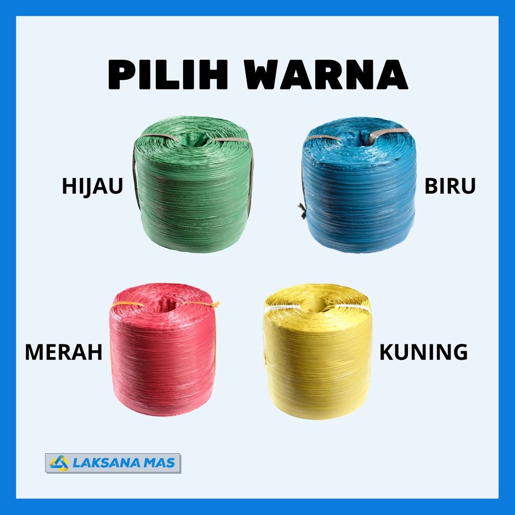 

ATH Tali Rafia Rol Besar 5KG Tali Plastik Warna Matte (Merah, Biru, Kuning, Hijau) 2469M Kuat