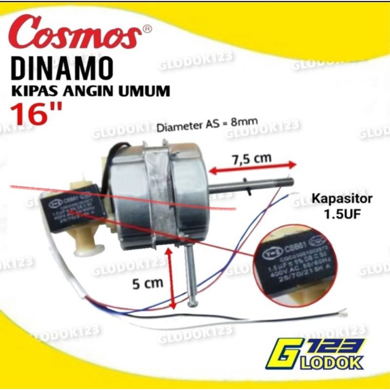 Dinamo Kipas Angin Cosmos 16&quot; 16inch Cocok untuk Ukuran Kipas 16&quot; 16 Inch Dinamo Kipas Umum Dengan 1,5Mikro