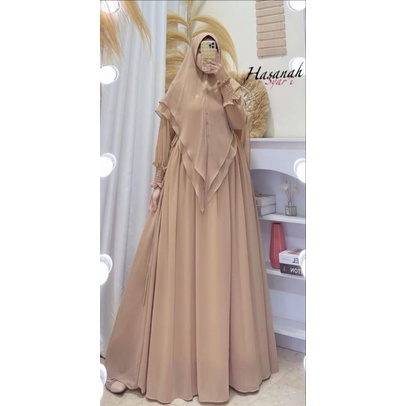 gamis hasanah SET syari//gamis set khimar//baju gamis ceruty//gamis babydoll premium
