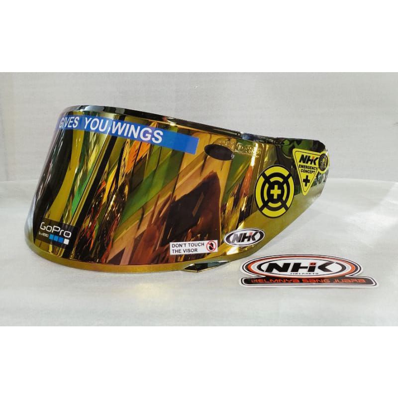 kaca helm flat visor NHK Gp1000 Gp Tech Gp Pro iridium blue/ gold/silver free stiker