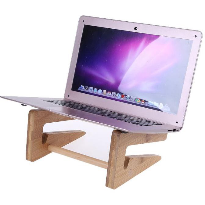 Stand Holder Laptop / Keyboard Lipat Portable Bahan Kayu Untuk Meja Jurisyatij
