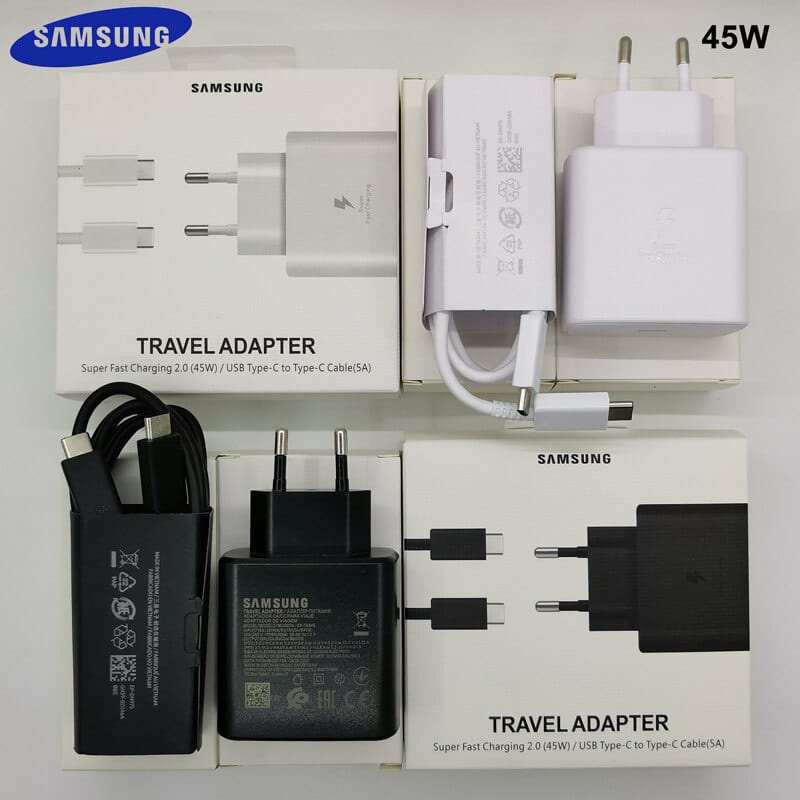 Charger Samsung Note 20 S20 S21 45 Watt Super Fast Charging Type-C Packing Travel Adapter