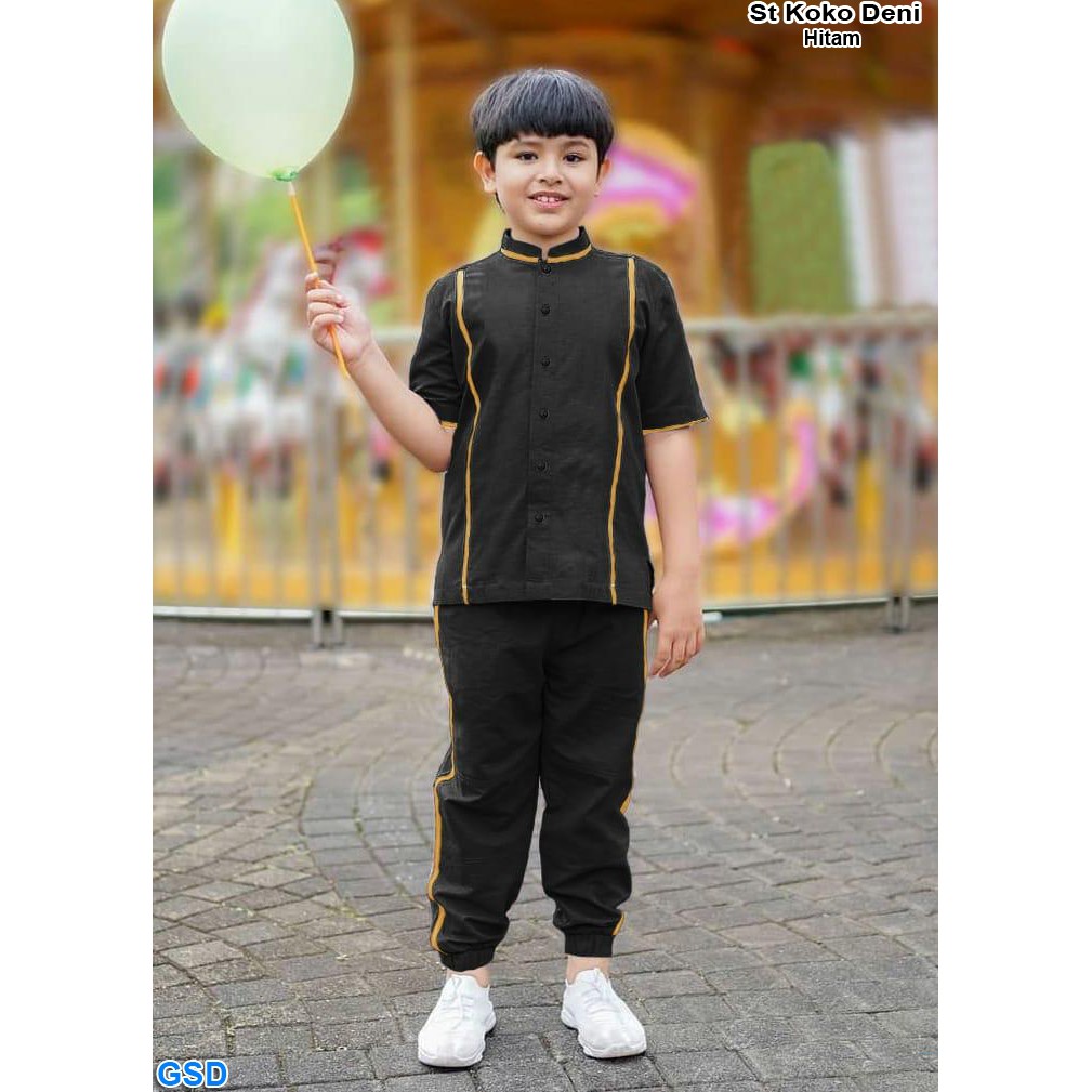 Set Koko Deni/Pakaian Muslim Anak Modern/ Baju Ngaji Anak Murah/Baju Muslim Anak 4-6 Tahun