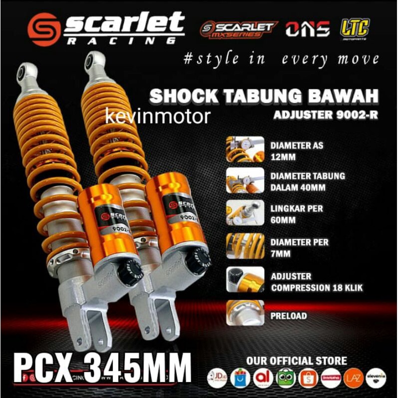 PCX 150/160,ADV  SHOCK ABSORBER SHOCKBREAKER BLKG 100% ORIGINAL SCARLET 9002 R,TABUNG BAWAH ADJUSTER