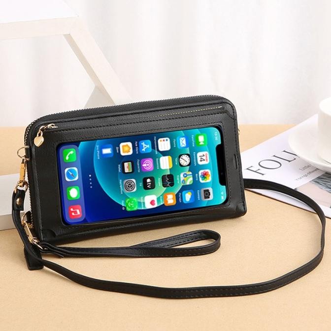 tas hp wanita Bst Tas Selempang Wanita Kulit Multifungsi Touchscreen Pouch Hp C299-1 - Hitam M7H9 BA