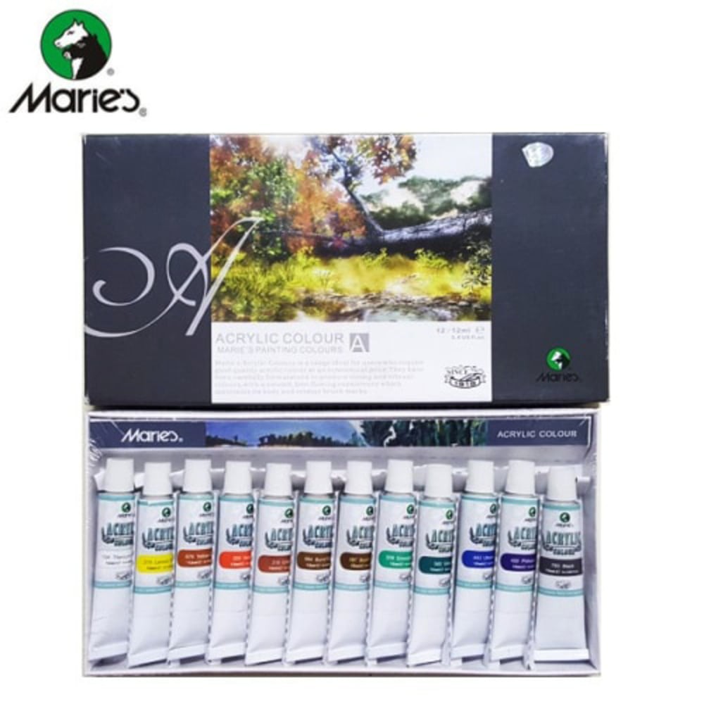 

MARIES ACRYLIC COLOR SET 12x12ml 812B - CAT AKRILIK 12 WARNA