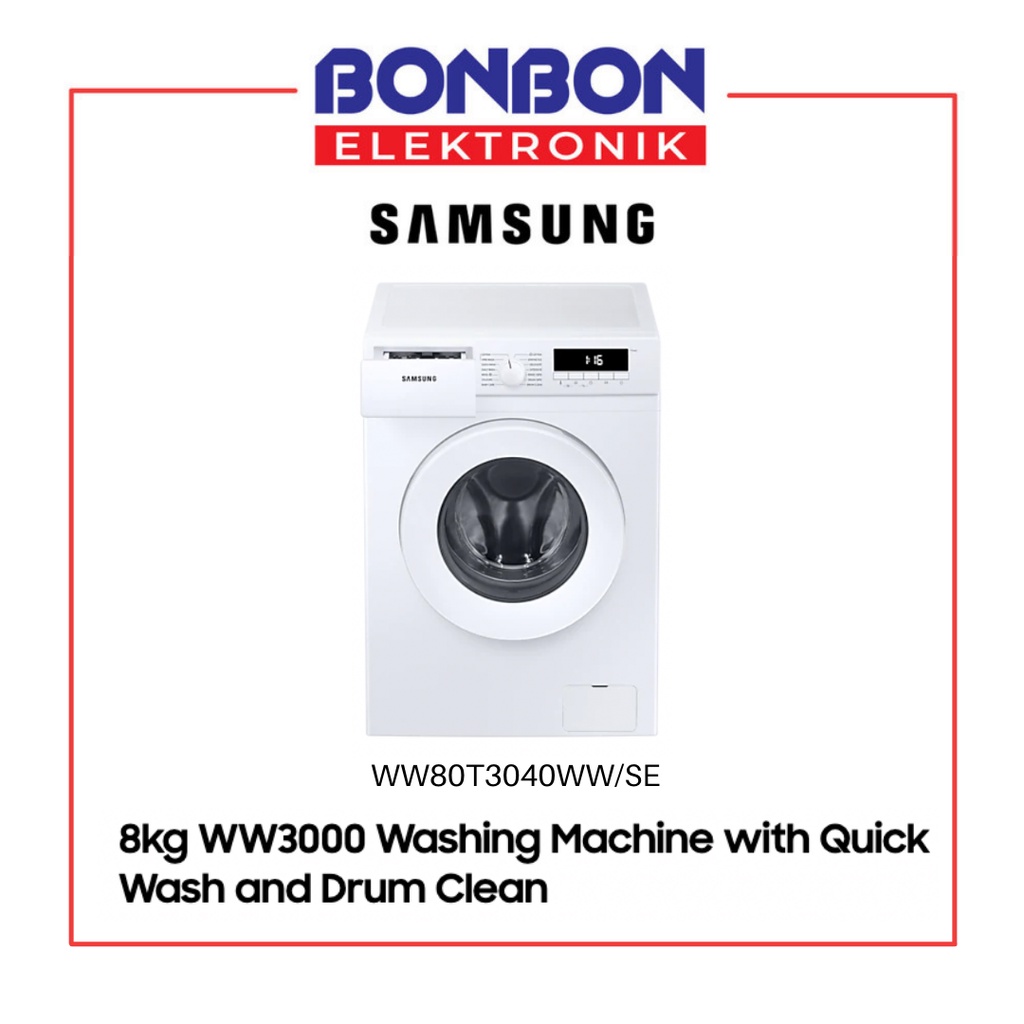 Samsung Mesin Cuci Front Loading 8KG WW80T3040WW/SE Digital Inverter WW3000