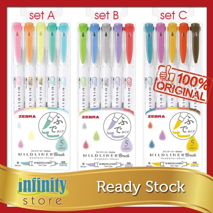 

Zebra Highlighter MildLiner Brush / midliner ORIGINAL jepang - Set C promo