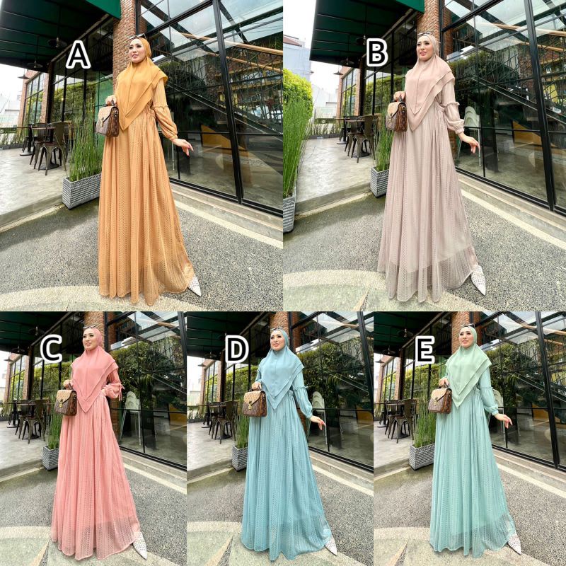 SET BERGO TERJANGKAU/DRESS BRUKAT + BERGO/DRESS SET BRUKAT CANTIK/DRESS CANTIK/RANIA SET BERGO/DHEAA