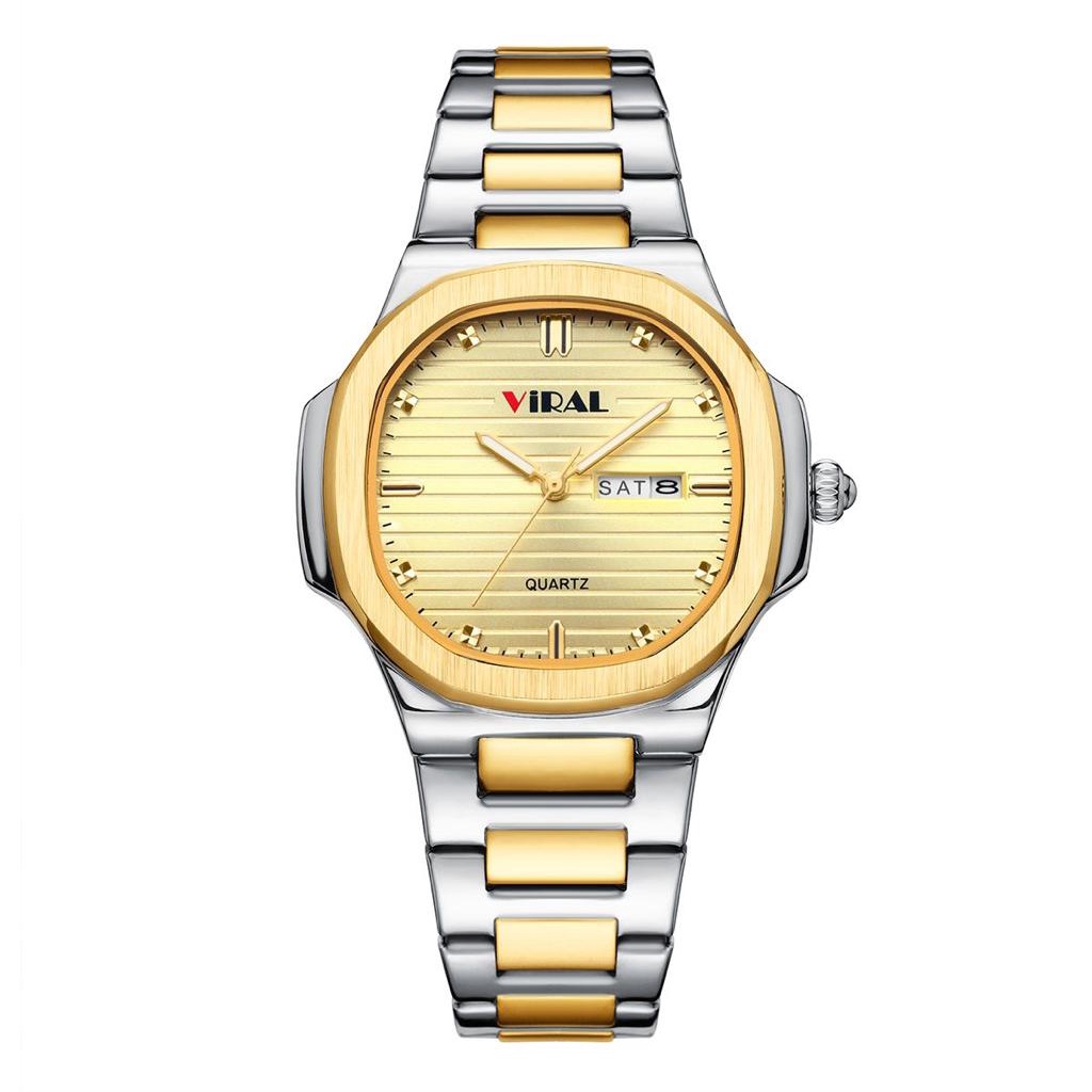 (BW) Jam Tangan Fashion Pria Terbaru Viral Original V-8607 Stainliss Steel ANTI AIR TAHAN AIR