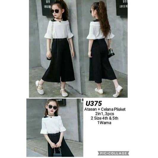 Setelan import anak | celana kulot plisket | setelan Sabrina | 4-6th
