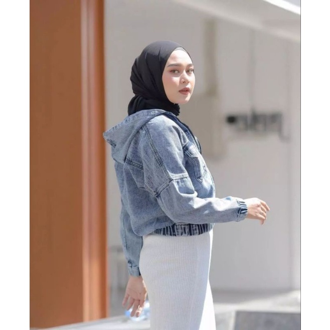 CROPTIE HOODIE JAKET JEANS CROP WANITA PREMIUM