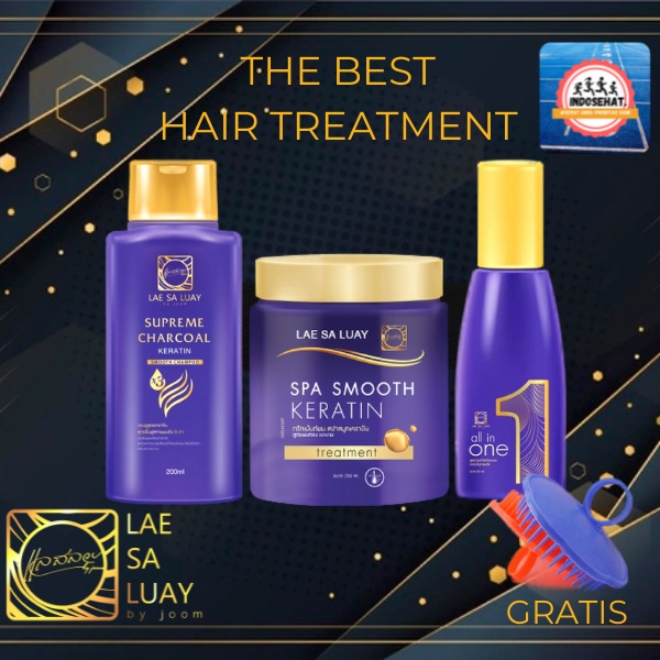 LAE SA LUAY Hair Spa Smooth Keratin Hair Mask Shampoo Serum - Masker Shampo Serum Perawatan Rambut Rontok Kering