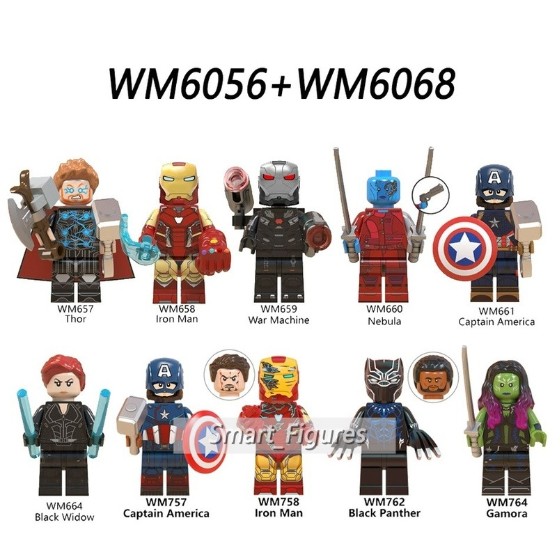 Mainan Action Figure Iron Man Minifigures Nebula Black Widow Gamora Avengers 4 Marvel WM6056 WM6068